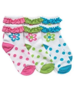 Jefferies Daisy Eyelet Ankle Triple Treat Socks XS 2-4 Years - Picture 1 of 2