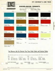 1971-72 CHEVROLET BLAZER SUBURBAN TRUCK & GMC JIMMY SPRINT TRUCK PAINT CHIPS R-M - Picture 1 of 1