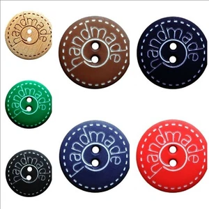 Round Handmade Button Labels 2 Hole Wood Buttons - 5 Pack of 15mm 18mm 23mm - Picture 1 of 8