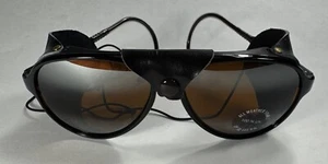 Bolle Sport Aviator Vintage Sunglasses with Side Leather Shields - black NOS - Picture 1 of 9