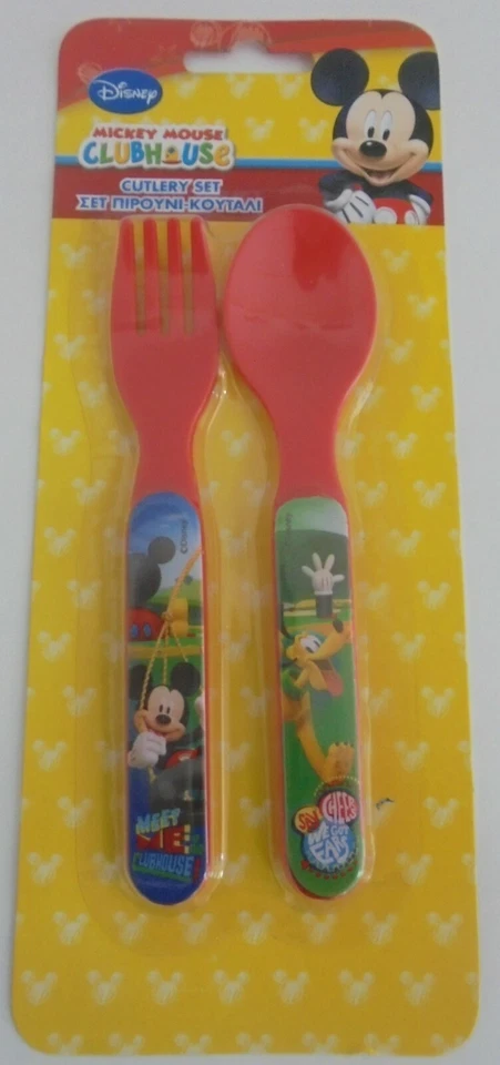 SET 2 POSATE IN PLASTICA DISNEY MICKEY MOUSE TOPOLINO - Immagine 1 di 1