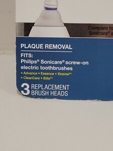 SONIC CLEAN (CVS Brand) Replacement Screw-On BrushHeads, (3-PACK) Removes Plaque