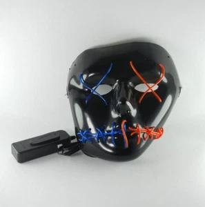 Halloween LED Glow Full Mask Light Up The Purge Movie Rave Dance Party Red Blue - Picture 1 of 12