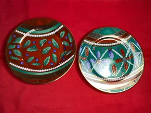 Platos de Navidad Email de Limoges de colección 7,5" rojo dorado blanco azul, adornado en oro - Imagen 1 de 15