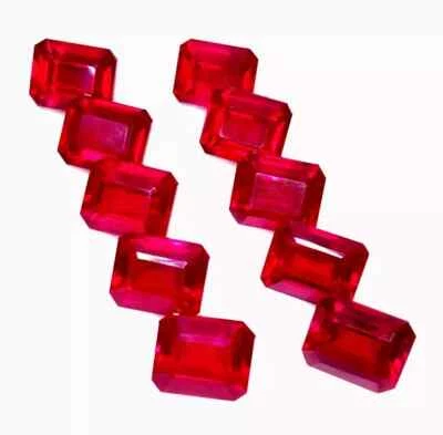 Red Ruby Natural 70 Ct 6-7 Pcs Emerald Cut Certified Loose Gemstone Lot - Image 1 of 4