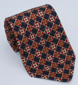 Vtg Necktie Neck Tie Countess Mara Red Blue Geometry Diamonds Floral Pattern use - Picture 1 of 10