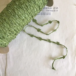 2 Yards Vintage French Green Faux Rococo Buds n Bow Trim - Picture 1 of 2