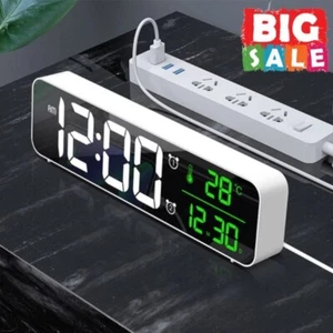 Digital Bedside LED Alarm Clock Time Date Temperature Day Night Desktop Clock AU - Picture 1 of 14