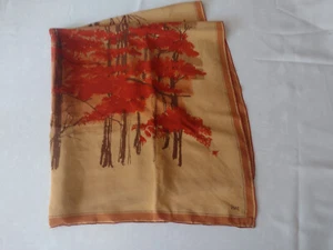 Vintage Scarves By Vera Trees/Forest - 30" x  32" Handrolled Pure Silk - Picture 1 of 10