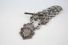 Sterling Silver Watch Chain Fob Dog Clip T-Bar Elongated Curb Link (37g)
