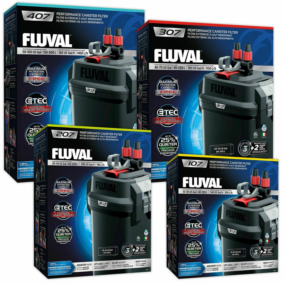 FLUVAL 107 207 307 407 FX2 FX4 FX6 EXTERNAL CANNISTER FILTER INC MEDIA FISH TANK - Image 1 of 1