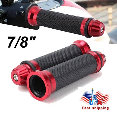 Motorcycle 7/8" 1" Hand Grips Handle Bar For Suzuki GSXR 600 750 Honda CBR600RR  - Image 1 of 4