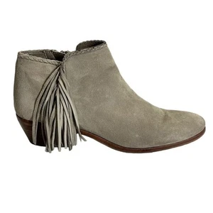 Sam Edelman Paige modischer Damen-Bootie Größe 7 M hellgrau Fransen Boho bequem - Bild 1 von 10