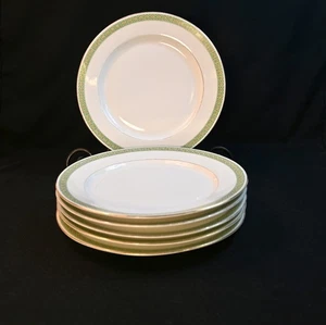 Limoges T&V Set of 6 Dinner Plates 9 3/4" Orange Green White w/Gold 1907 - Picture 1 of 14