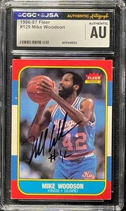 MIKE WOODSON SIGNED KINGS 1986 FLEER #129 CGC JSA AUTO - Picture 1 of 2