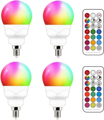 ILC E12 LED Light Bulbs (40W Equivalent) 5W, Color Changing RGB, 5700K Daylight - Image 1 of 4