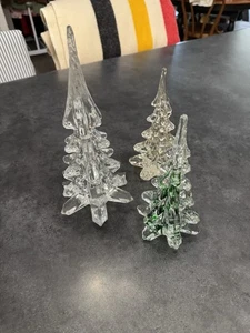 Vintage Weihnachtsschmuck mundgeblasene Glasbäume grün, klar, gebraucht, in einwandfreiem Zustand - Bild 1 von 9
