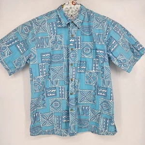 Cooke Street Shirt Mens 2XL Hawaiian Short Sleeve Button Up Blue Geometric - Picture 1 of 10