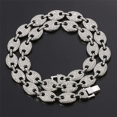 Collar Hip Hop Cadena Marinero Hinchada Bling Circonita Helada Chapado en Oro 14K/Plata Foto 1 de 4