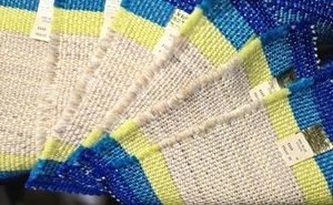 NEW Aurora Placemats, Set of 6, Blue Stripe, 100% Acrylic, with tags - Picture 1 of 4