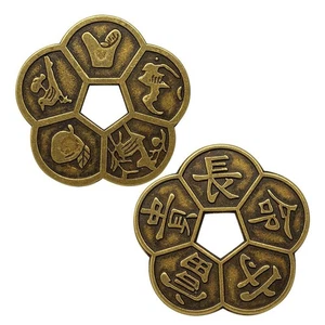 10 Stück 5,6 cm China traditionelle alte Pflaumenblüte Kupfermünze Feng Shui Glücksmünzen - Bild 1 von 6