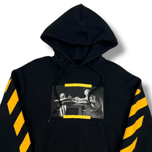 Felpa con cappuccio Off White gialla Caravaggio nera