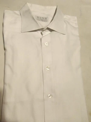 46- MINT Thomas Pink SOFT COTTON WHITE HERRINGBONE ENGLISH SHIRT - 17.5 / 35 - Image 1 of 2