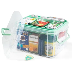 15qt Clear Medicine Organizer Storage Box with Tray, Plastic First Aid Box Em... - Picture 1 of 6