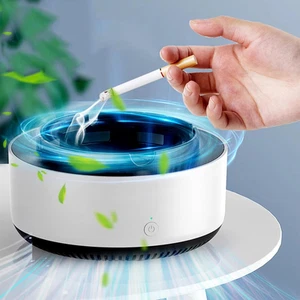 Smokeless Ashtrays for Cigarettes Indoor, 2-in-1 Air Purifier normal, White - Picture 1 of 5