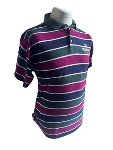 Vintage Guinness Official Polo Shirt Men's Medium Magenta Navy & Green Stripe - Picture 1 of 24
