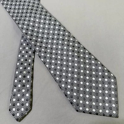 Corbata Tom Ford 100% Seda Hecha en Italia Plateada Blanca Lunares Diseñador Foto 1 de 4