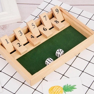 Shut The Box Game for 2 Players Wooden Board Game Dice Game Family Board Game - Image 1 of 4