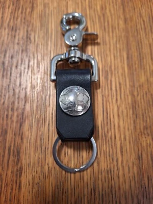 Clip de llave de cuero negro búfalo níquel Foto 1 de 2