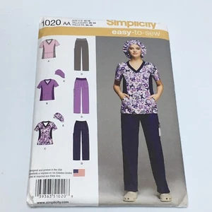 Womens Scrubs Pant Top Hat Uniform Size 10-18 UNCUT Pattern Simplicity s1020 - Picture 1 of 2