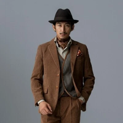 Trajes de pana para hombre estilo británico 2 piezas formal boda negocio causal graduación Foto 1 de 4