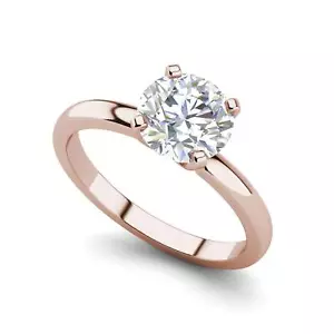 Solitaire 0.5 Carat VVS2/F Round Cut Diamond Engagement Ring Rose Gold Treated - Picture 1 of 4