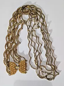 Heavy Vintage 32 inch 5 Strand Necklace, Gold Tone - Picture 1 of 7