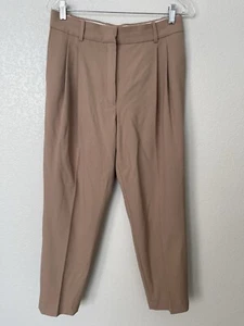 Aritzia Babaton Vogue camelfarbene Wollhose Damen 8 plissierte Knöchel elegante Hose - Bild 1 von 12