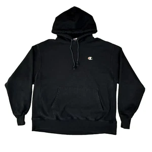 Vtg Champion Reverse Weave Hoodie Sweatshirt Black Mens XL Classic 90s Pullover - Picture 1 of 12
