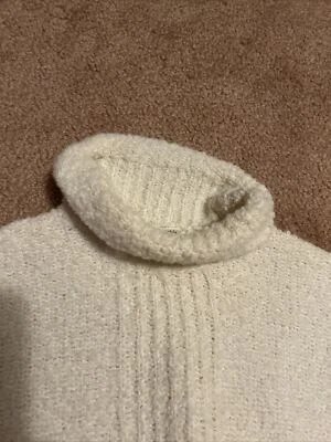 Suéter Columbia Para Mujer Talla Pequeña Cuello Redondo Cuello Alto Grueso Lana Mezcla Crema Foto 1 de 4