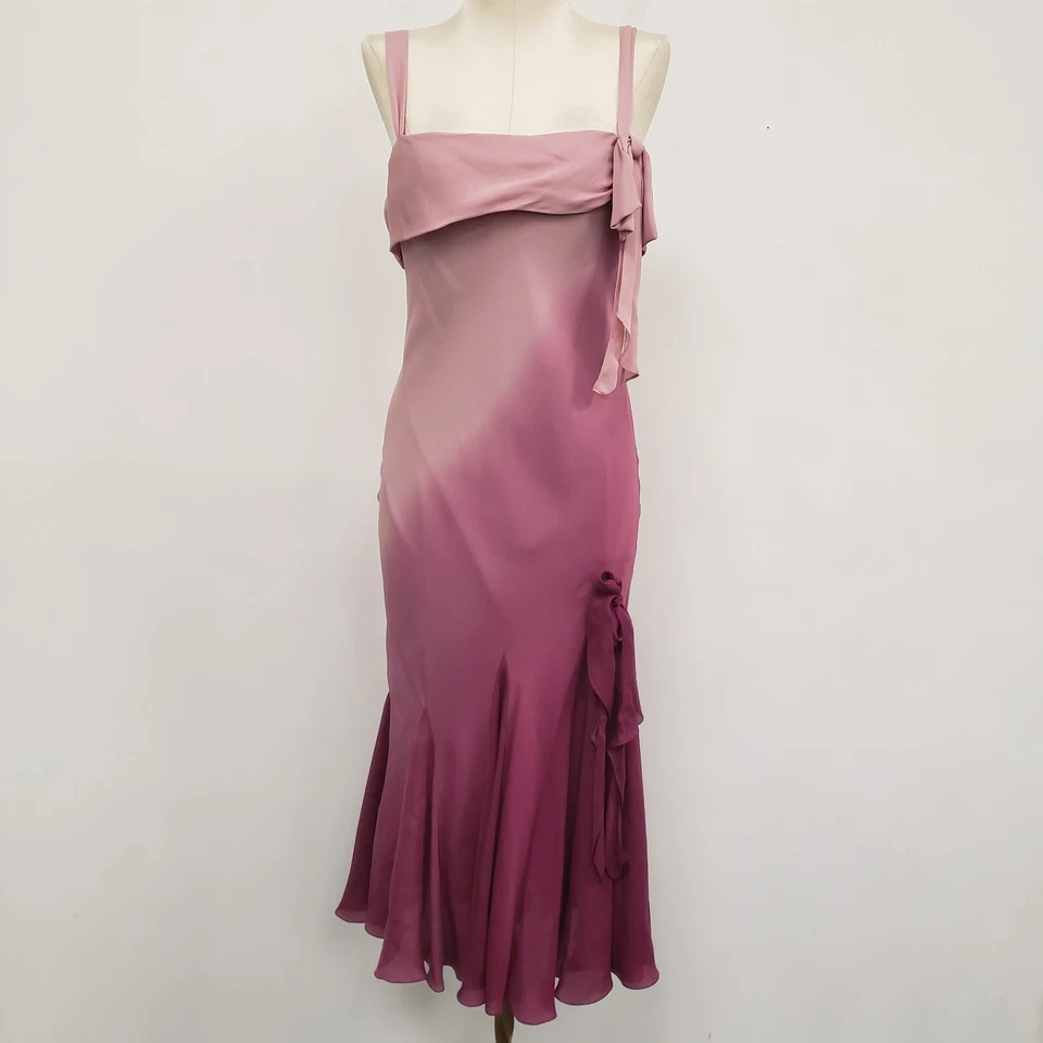 Vintage Nine West Womens Silk Midi Dress Size 6 Pink HOCO Formal Event Y2K Fairy - image 1 of 4