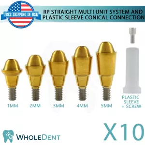 10x RP Conical Connection Straight Multi Unit Plastic Sleeve Set Dental Implant - Picture 1 of 5