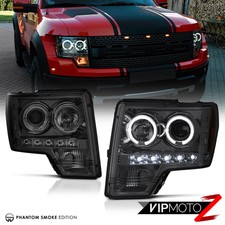 09-14 Ford F150 Pickup Truck LED DRL Dual Halo Smoke Projector Headlight L+R Set