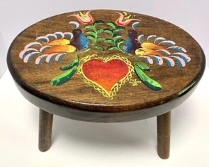 Vintage 1980 Folk Art Wooden Rustic Stool Made By Klines, Shartlesville, Pa - Picture 1 of 10
