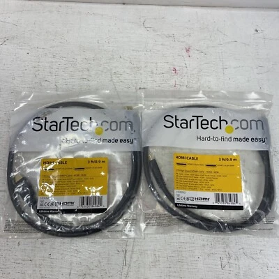 2 Pack - StarTech 1m High Speed HDMI Cable - M/M New In Pack. 1m/3ft. - Image 1 of 2