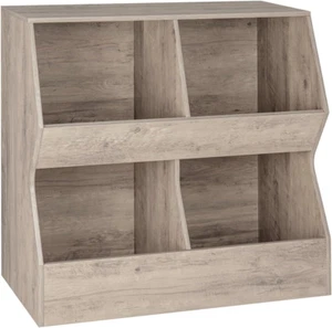 Kids Bookshelf, Toy Storage Organizer, Wooden Toy Storage Cabinet, 4 Cubby Child - Picture 1 of 12