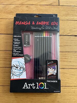 Manga & Anime 101 Set With Learn To Draw Guide And Color Pencils Art Set New • 1.88€