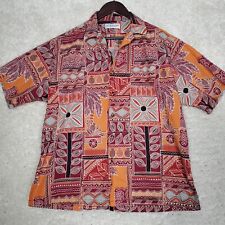 Tori Richard Shirt Mens Large Red Orange Hawaiian Button Up Short Sleeve Beach