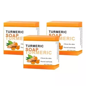 3 Soaps with turmeric and kojic acid, contains lemon and vitamin E - Picture 1 of 4