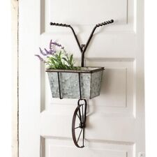 Vintage Inspired Metal Bicycle with Basket Wall Hanging Planter Decor